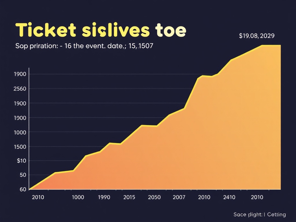 graph of ticket prices rising sharply then dipping before event date, stylized financial chart