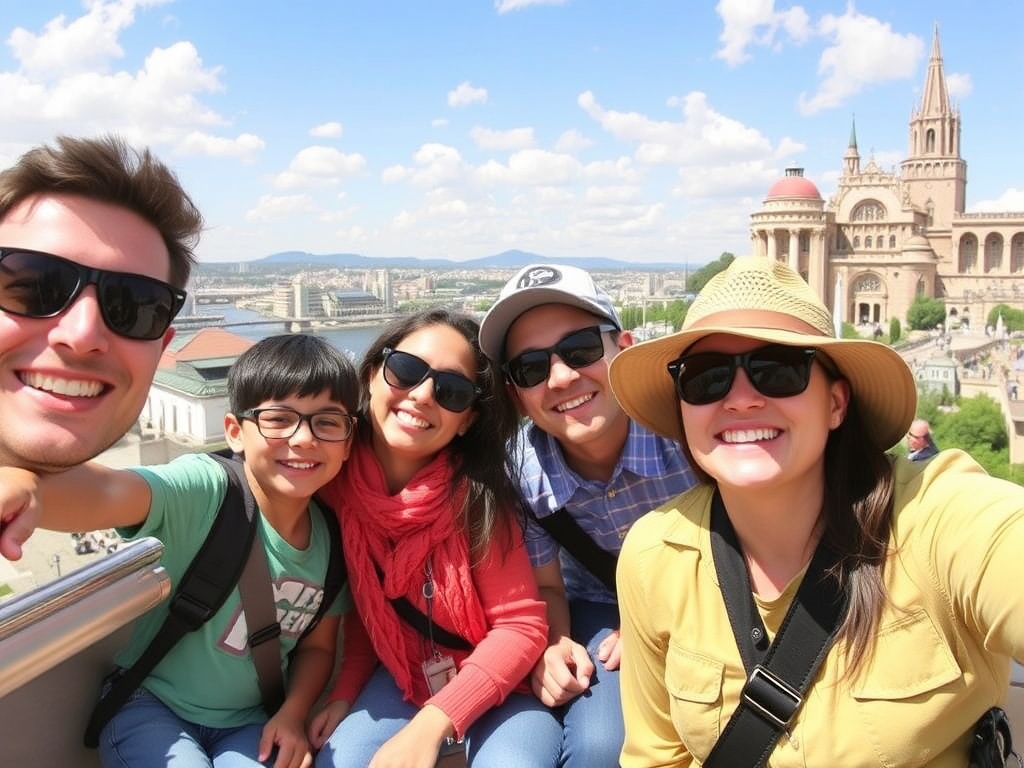 A family enjoying a fun sightseeing tour