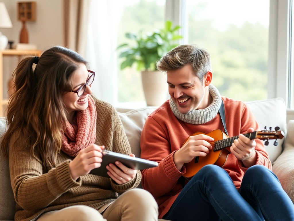 A couple enjoying individual hobbies, each doing something they love, while respecting each other's personal time.