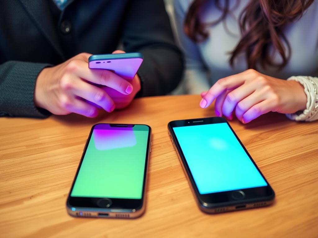 a couple placing their phones face down on a table, choosing connection over distraction, symbolic gesture