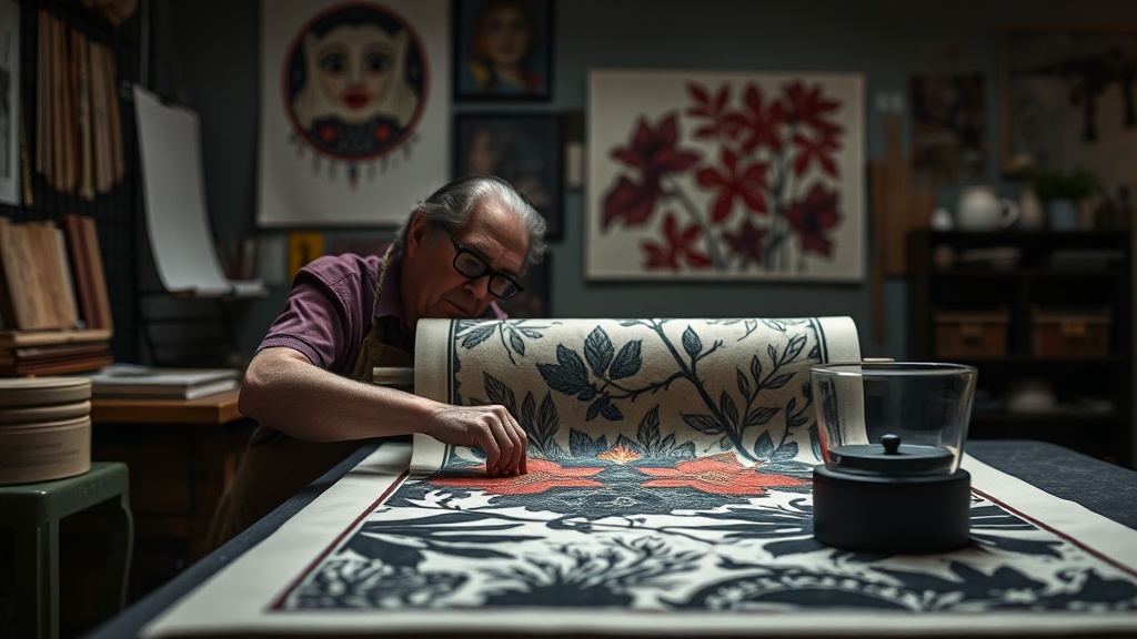 Printing Linocuts on Textiles Without a Heavy Press