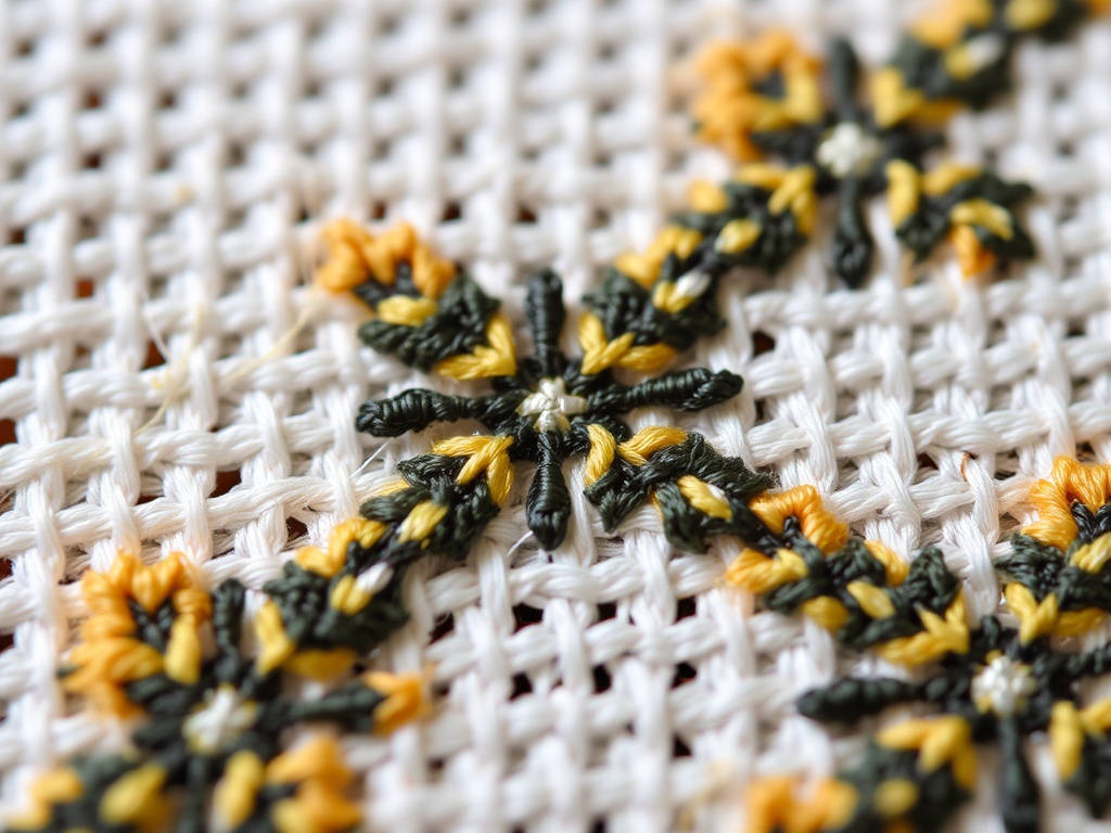 close-up of a cross-stitch pattern in progress