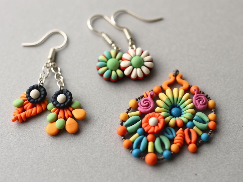 colorful polymer clay earrings and accessories