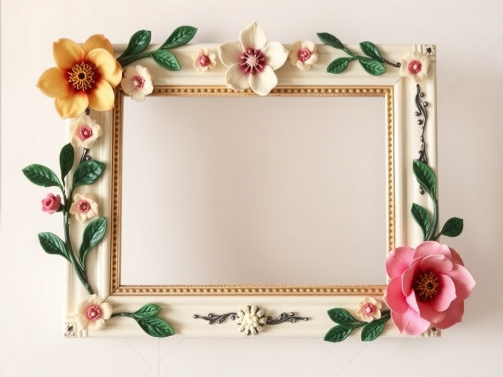 handcrafted picture frame with floral embellishments