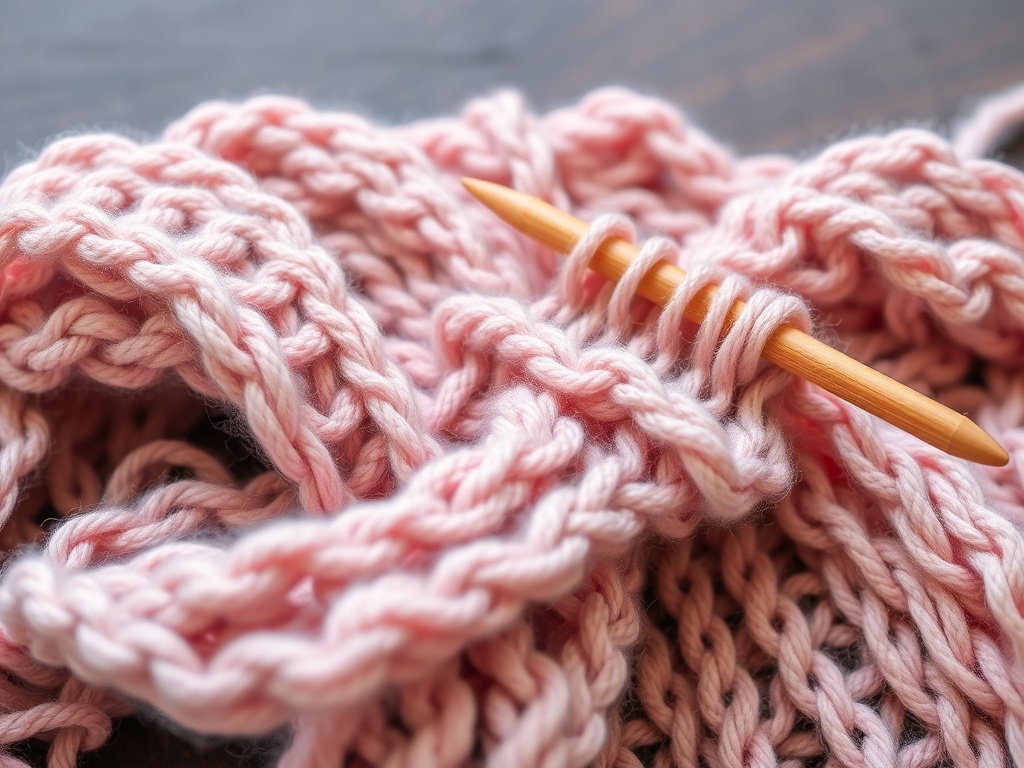 soft yarn and knitting needles creating a scarf