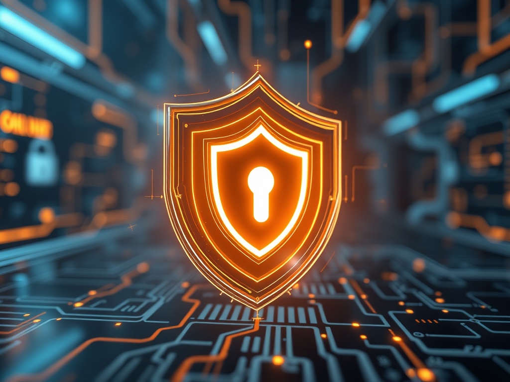 secure hardware wallet glowing with shield icon in futuristic cyber environment