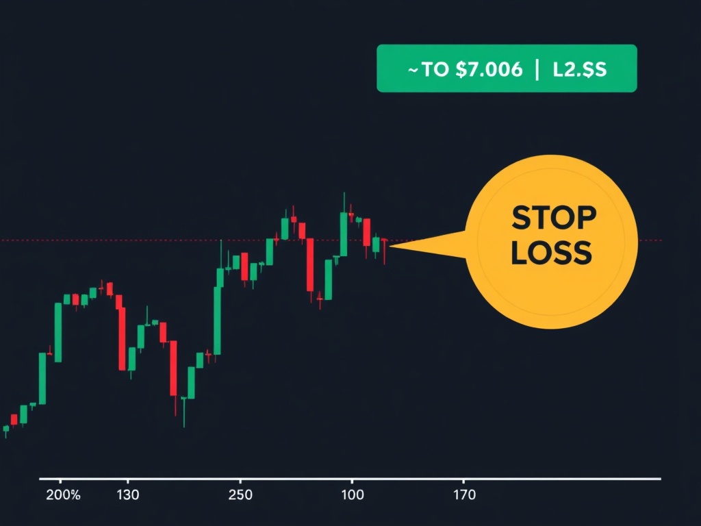 A chart illustrating a stop loss in crypto trading with price action showing where a stop loss is triggered.