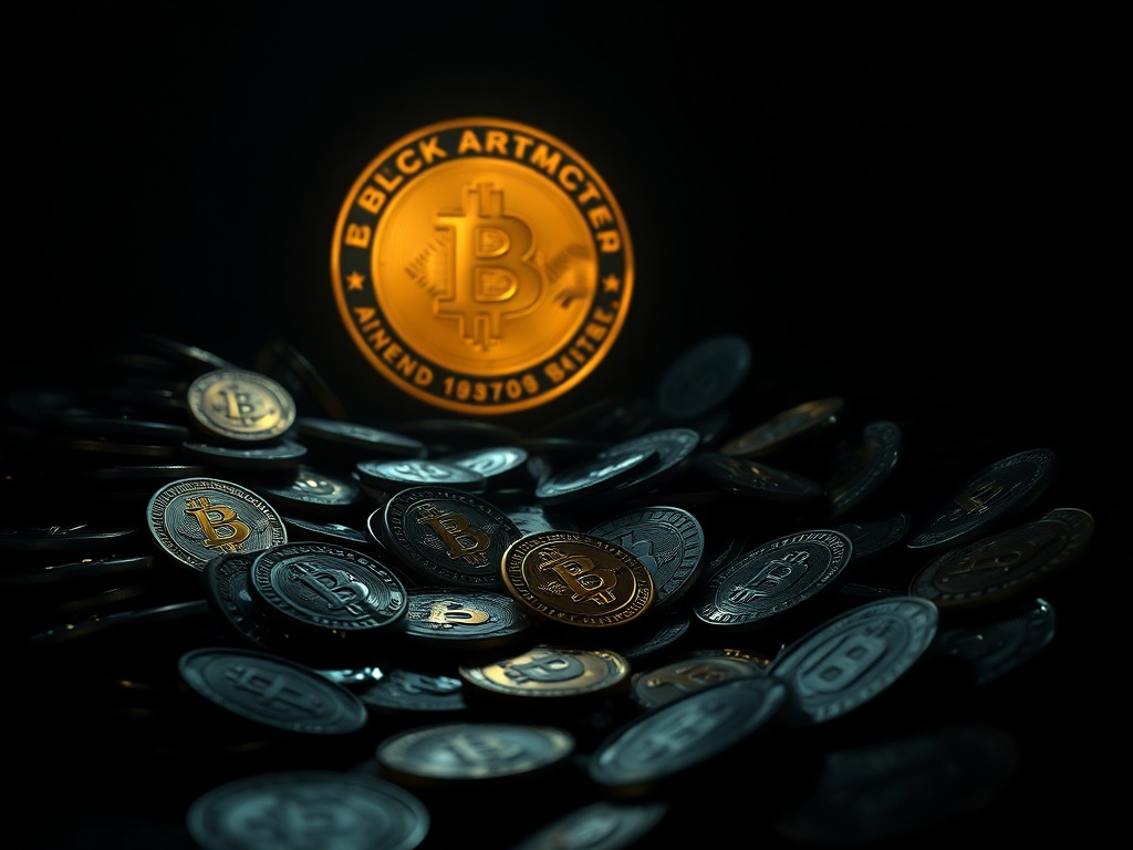 abandoned digital coins fading into darkness symbolizing failed cryptocurrency projects