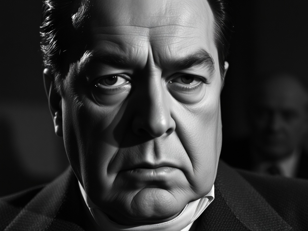 A cinematic still from Citizen Kane, featuring a dramatic close-up of Orson Welles
