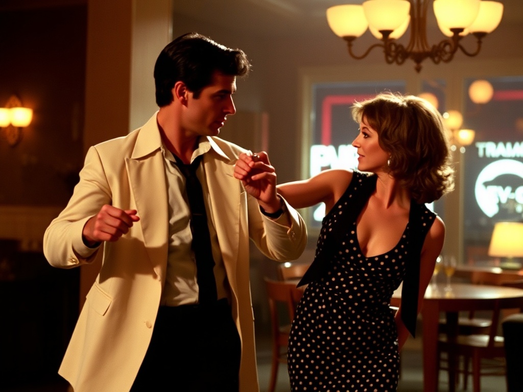 A famous shot from Pulp Fiction, showing John Travolta and Uma Thurman dancing