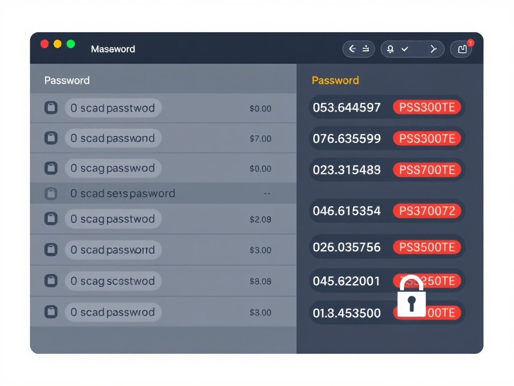 a sleek password manager interface generating complex passwords with encryption symbols and lock icons