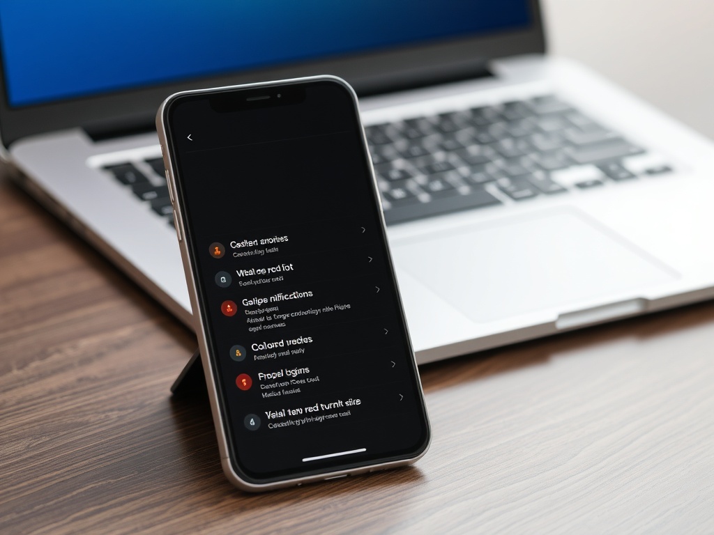A phone with notifications turned off next to a laptop