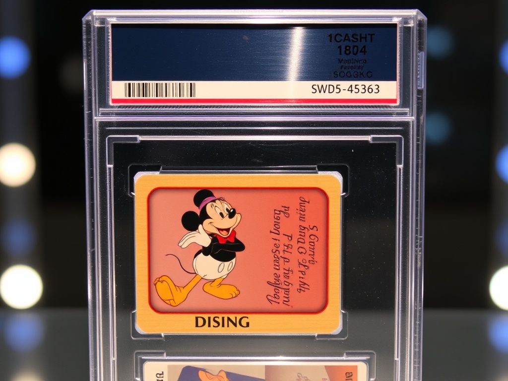 graded Disney trading card in protective slab with label and pristine condition under display lighting