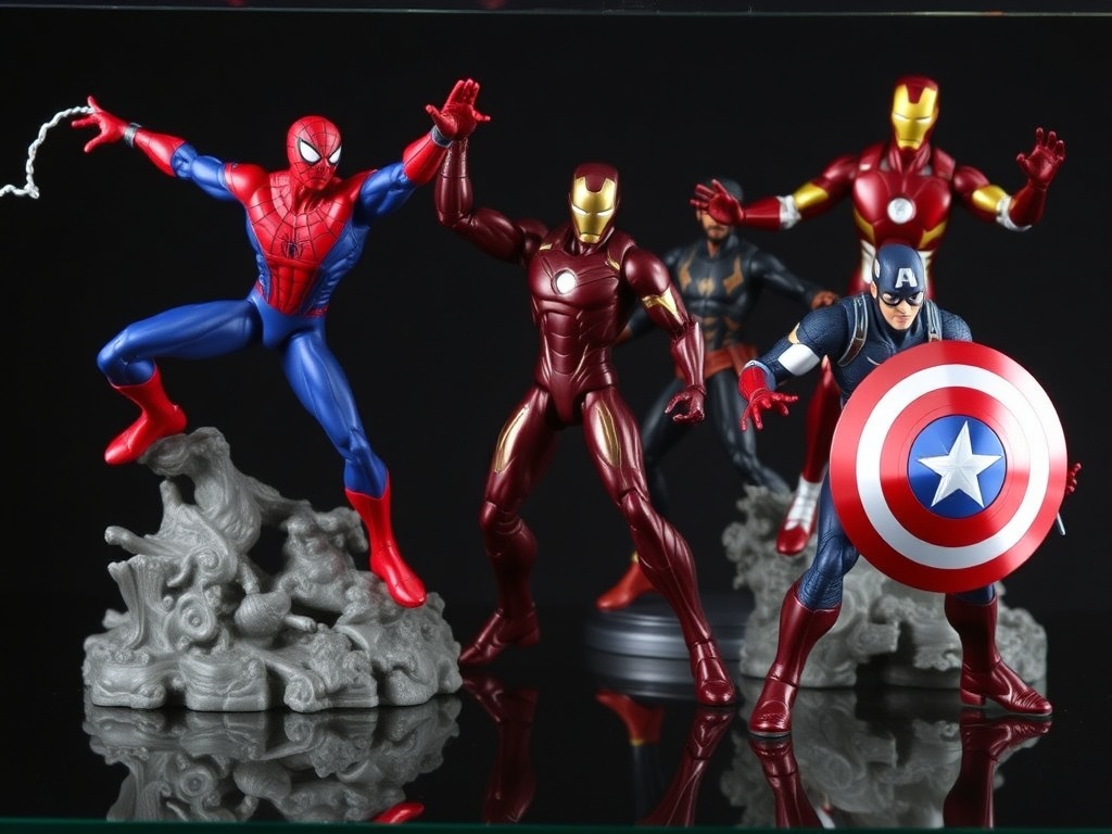 Marvel Legends figures Spider-Man Iron Man Captain America dynamic poses display