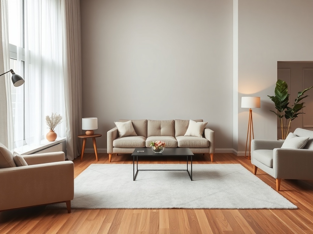 living room with sofa floating in middle of room awkward layout negative space poorly arranged furniture