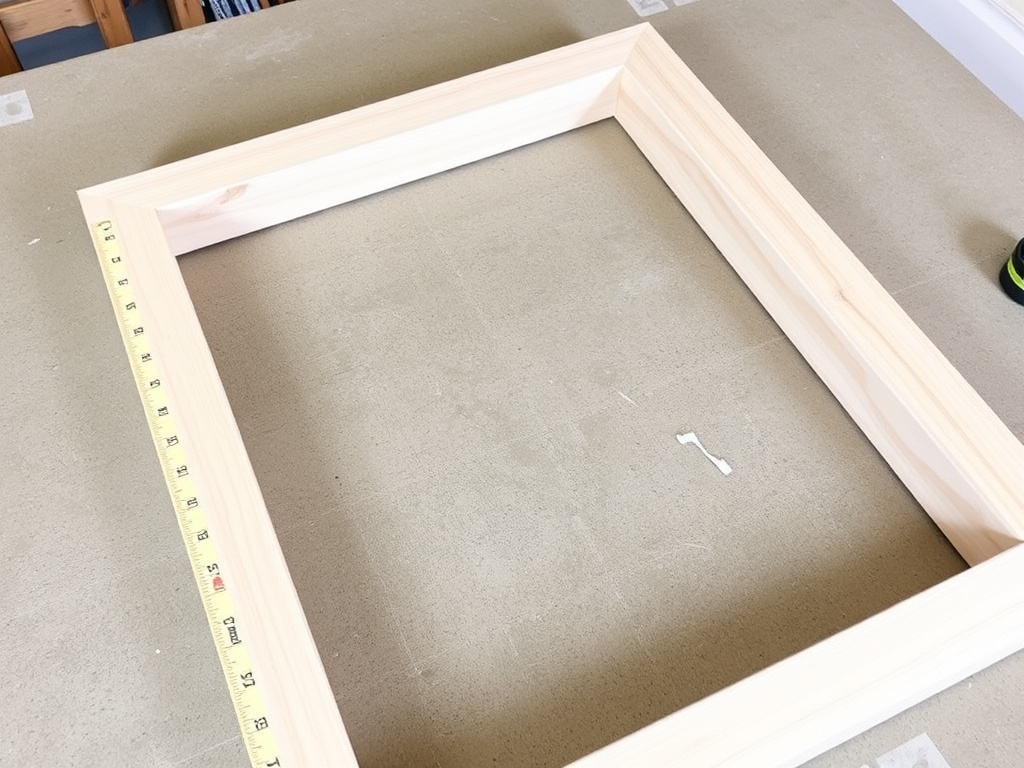 measuring diagonals of a dresser frame with tape measure to ensure square alignment