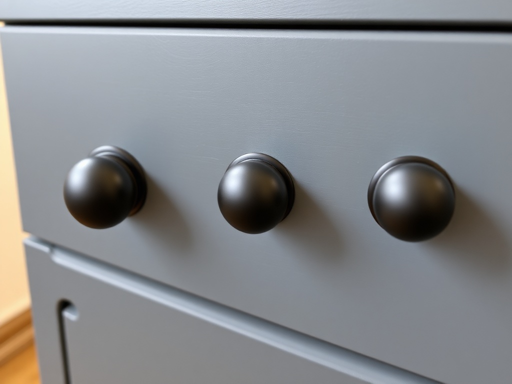 modern matte black drawer pulls installed cleanly on a refurbished dresser