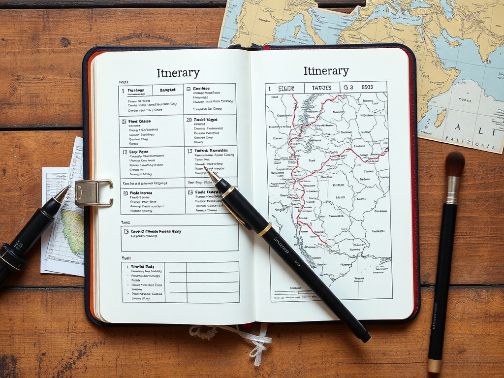 overpacked travel itinerary notebook with crossed out plans messy planning stress concept