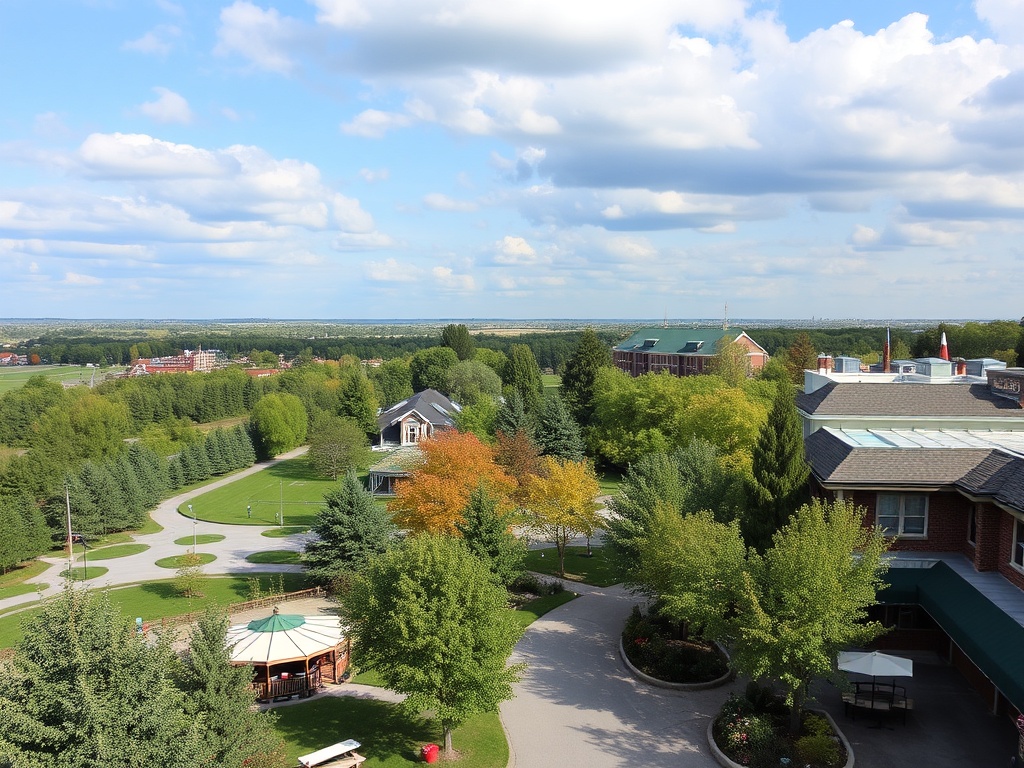 A scenic view of East Gwillimbury with parks and cafes.