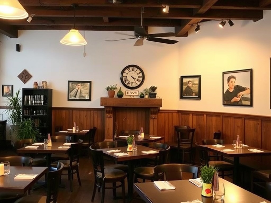 cozy local restaurant in East Gwillimbury with warm lighting and simple inviting interior