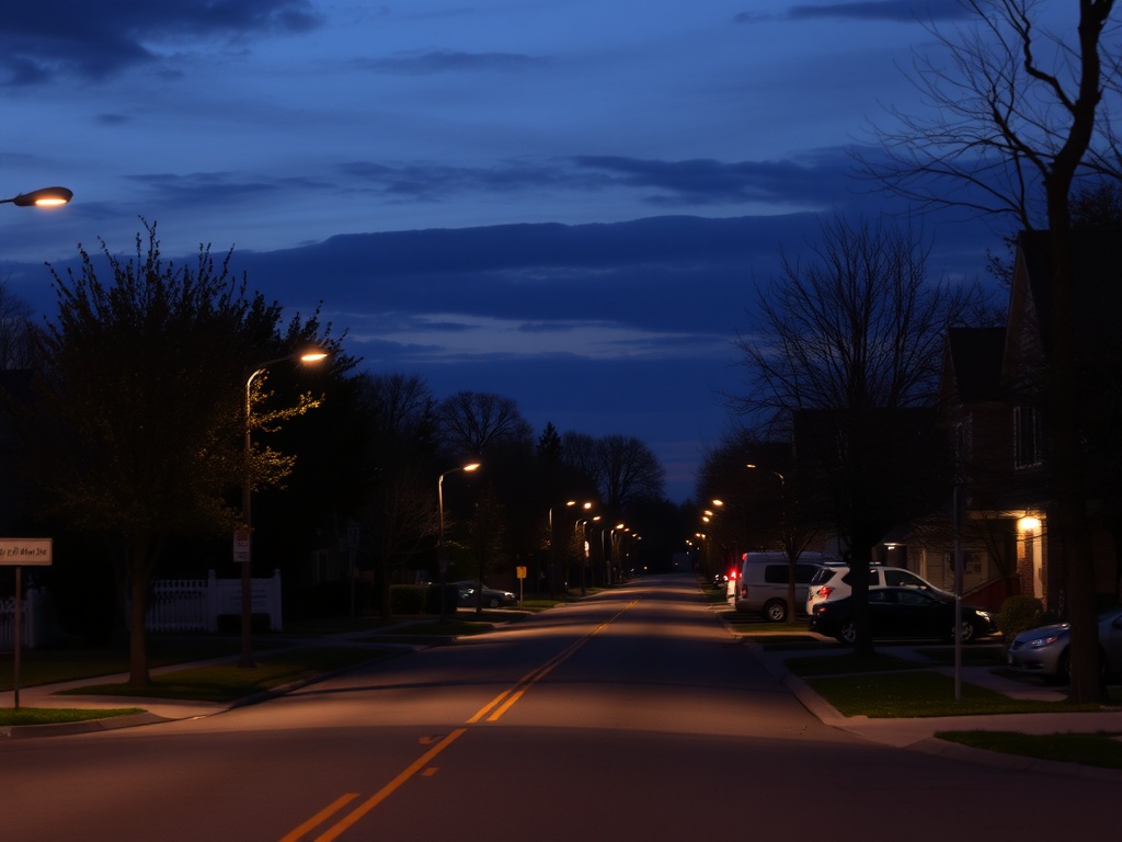 quiet evening street in East Gwillimbury with soft lighting and calm suburban night feel