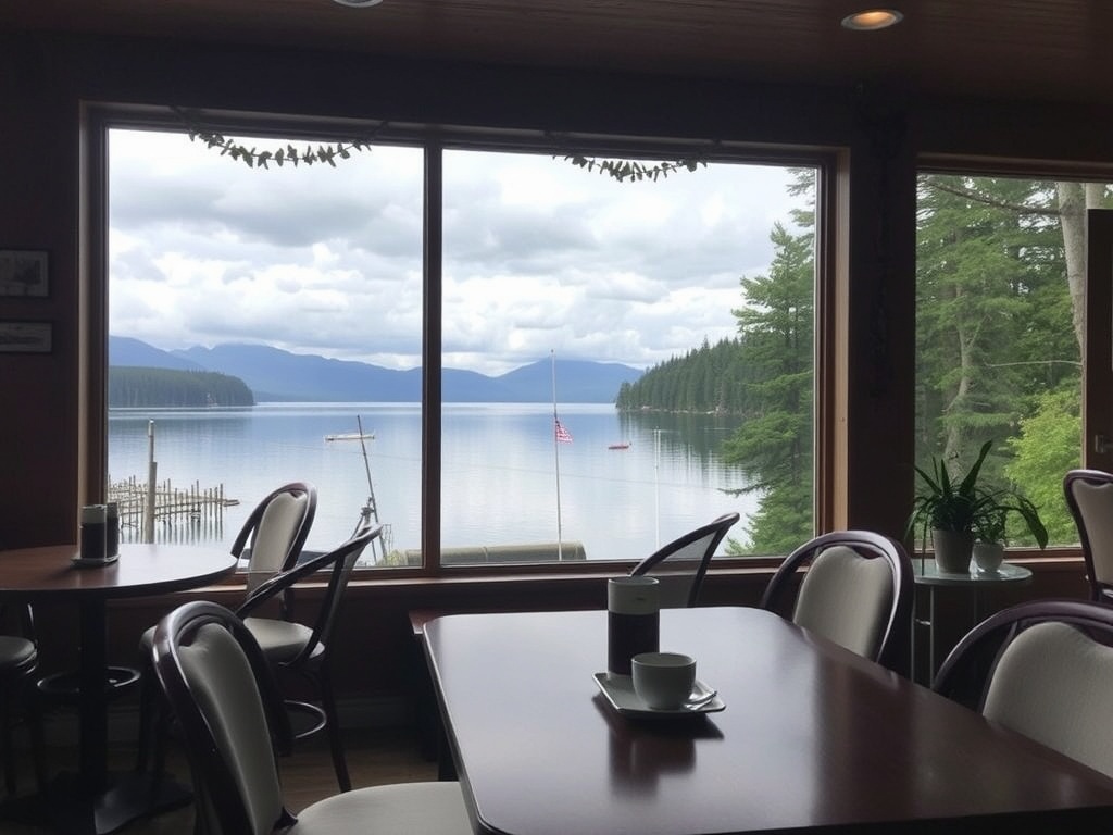 Cozy cafe with lakeside view in Elliot Lake