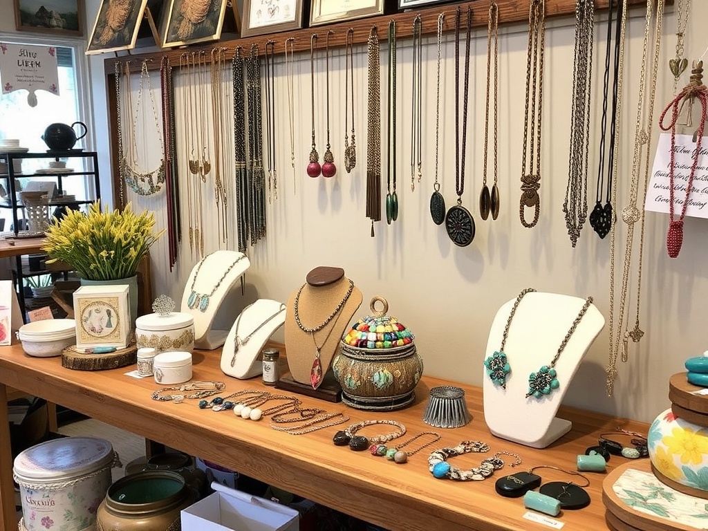 Handmade jewelry at local artisan shop in Elliot Lake