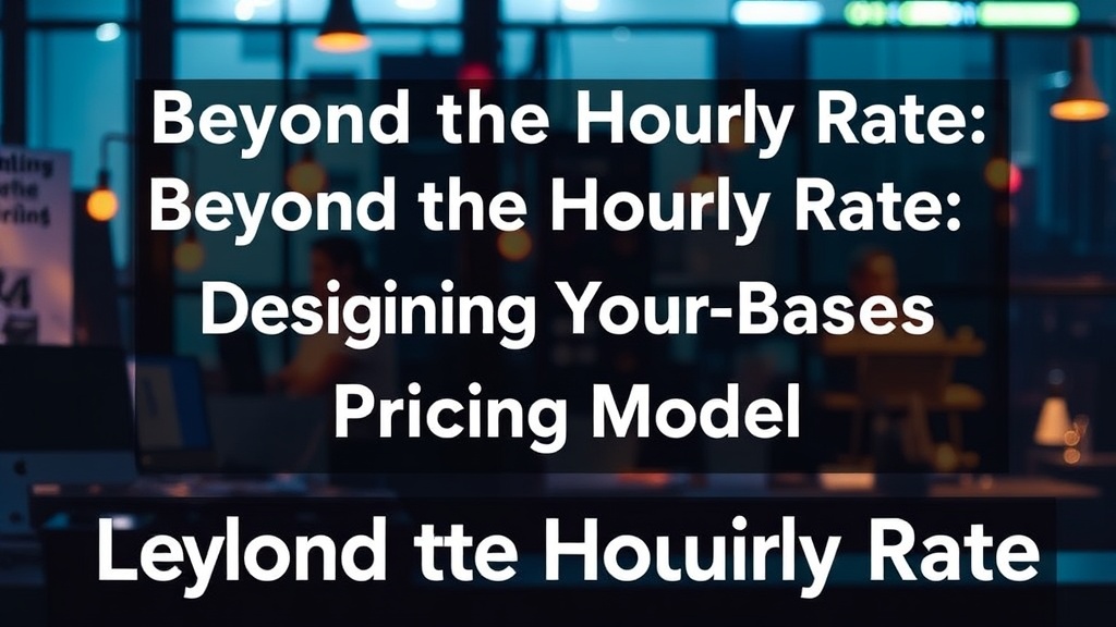 Beyond the Hourly Rate: Designing Your Value-Based Pricing Model