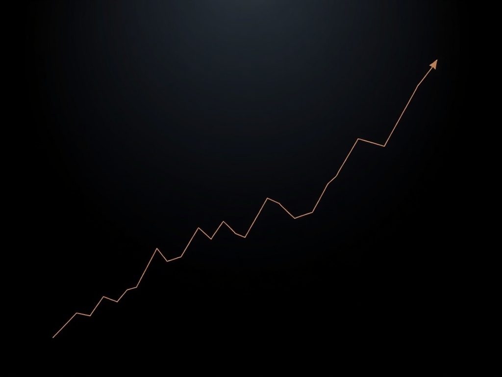 abstract financial graph lines rising and falling on dark background, sharp contrast, minimalistic data visualization