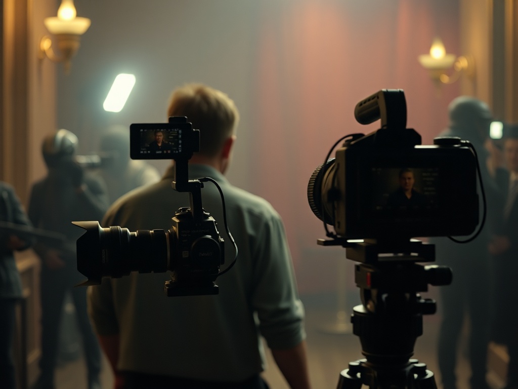 cinematic camera dolly shot movement behind actor dramatic scene