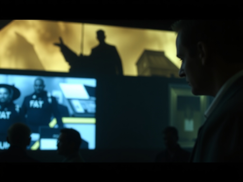 close-up of a widescreen film scene distorted by incorrect projection, emphasizing lost cinematic detail