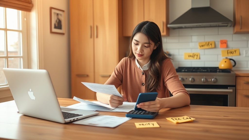 Renter reviewing apartment applications and fees with a strict budget checklist