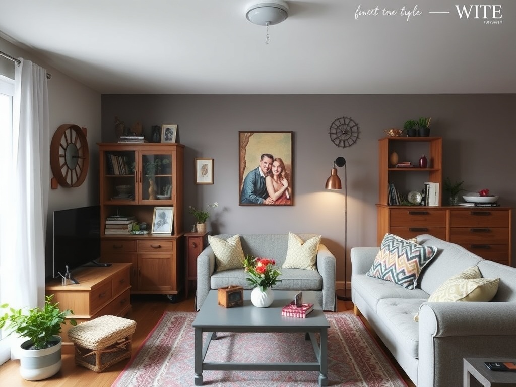 cozy and stylish apartment with thrifted furniture and DIY decor
