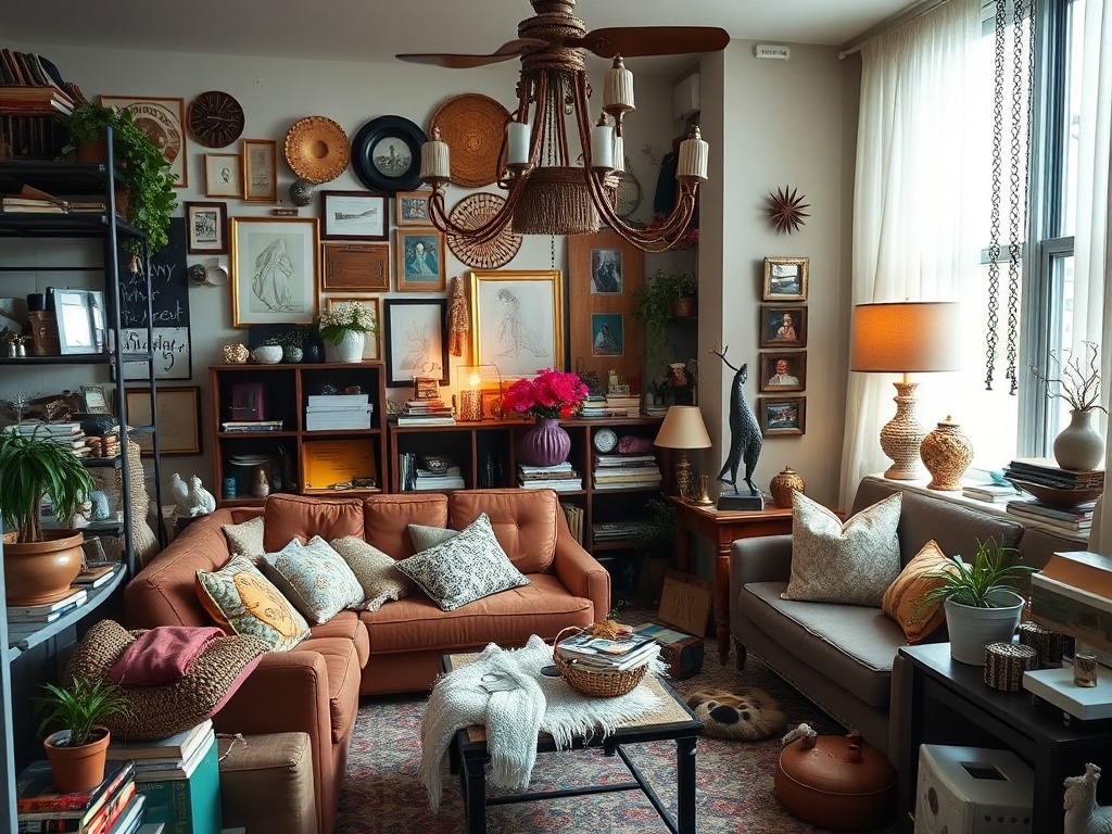apartment filled with random unnecessary decor items cluttered and overwhelming