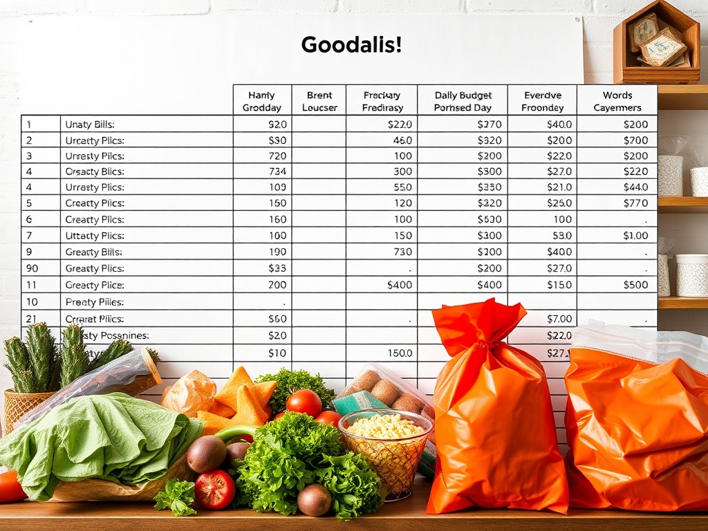budget spreadsheet, utility bills, groceries
