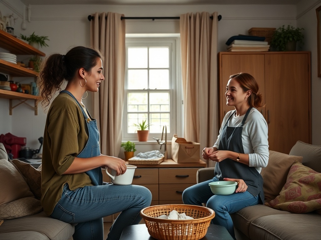 roommates discussing chores, shared apartment space