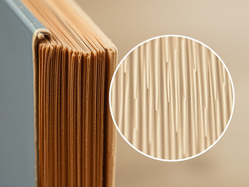 old book spine with slight discoloration and wear, magnified detail of binding cloth texture