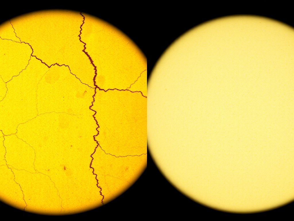 detailed comparison of two vintage paper textures under magnification, one brittle and yellowed, the other smoother and slightly different tone