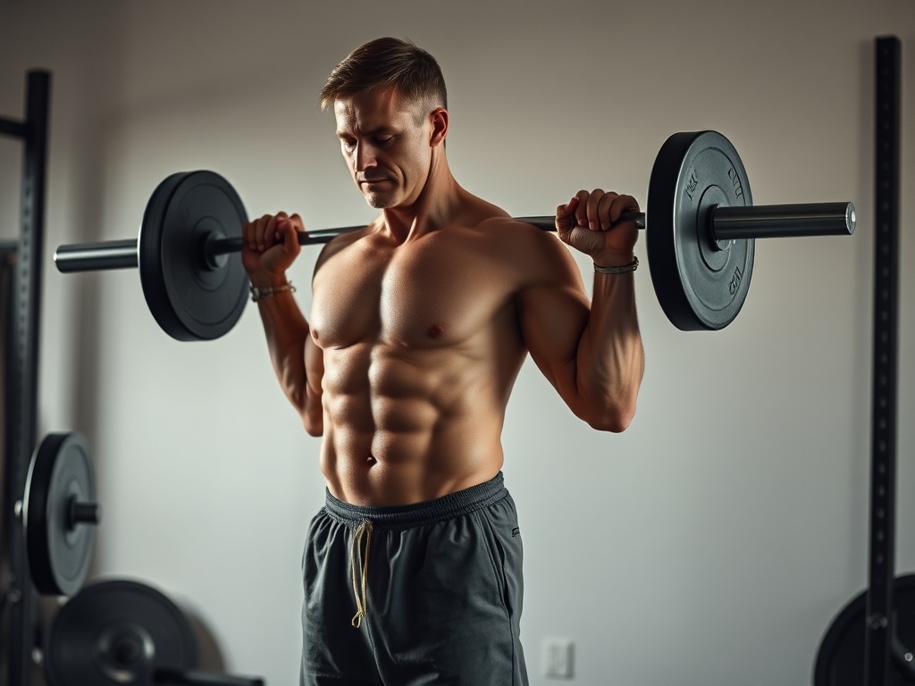 middle-aged man performing trap bar deadlift in minimalist home gym, neutral spine, controlled movement, natural lighting, gritty realistic style