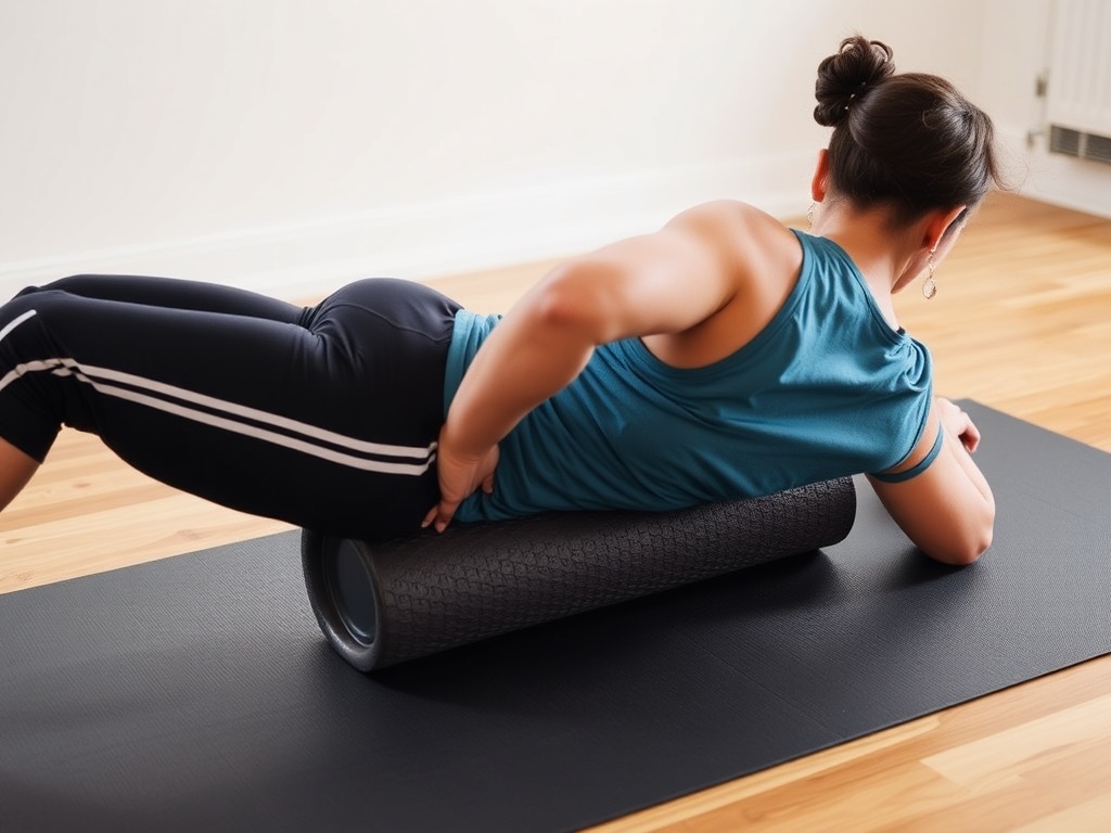 A person using a foam roller to relieve muscle tension