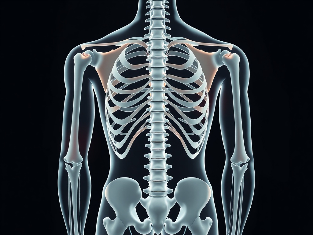 anatomical style illustration of human joints highlighting hips shoulders and thoracic spine with clean technical look