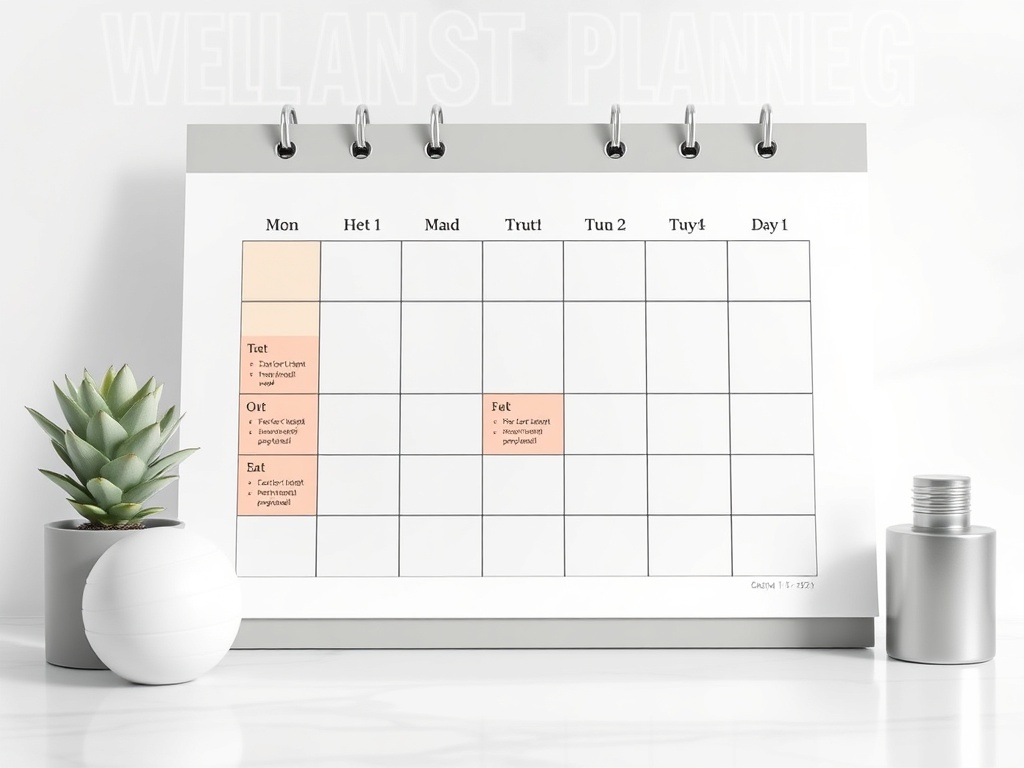 calendar with consistent workout schedule checked off, fitness routine planning concept, clean modern aesthetic