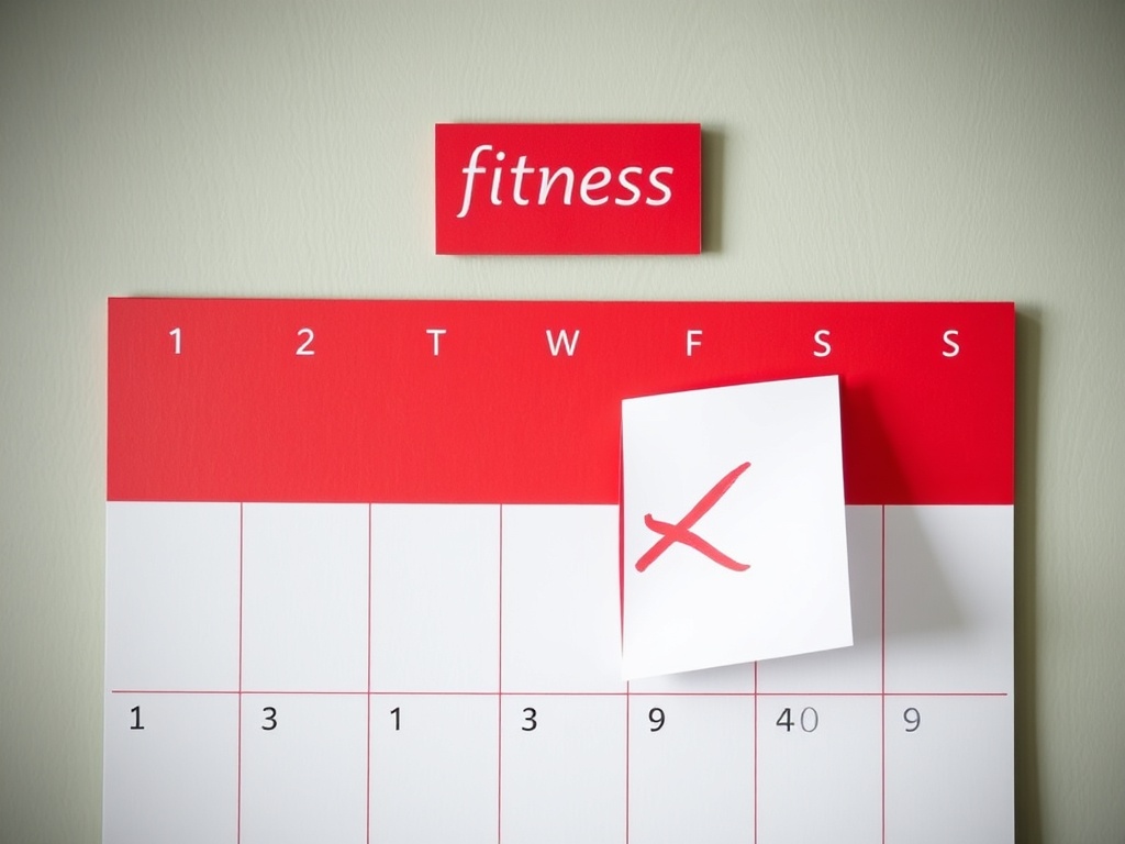 a red wall calendar with an 'X' marking a fitness streak