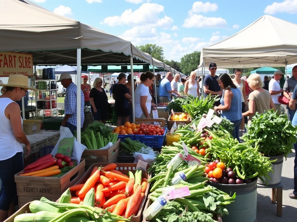 A vibrant scene from the Fort Erie Farmers' Market with local produce and fresh food