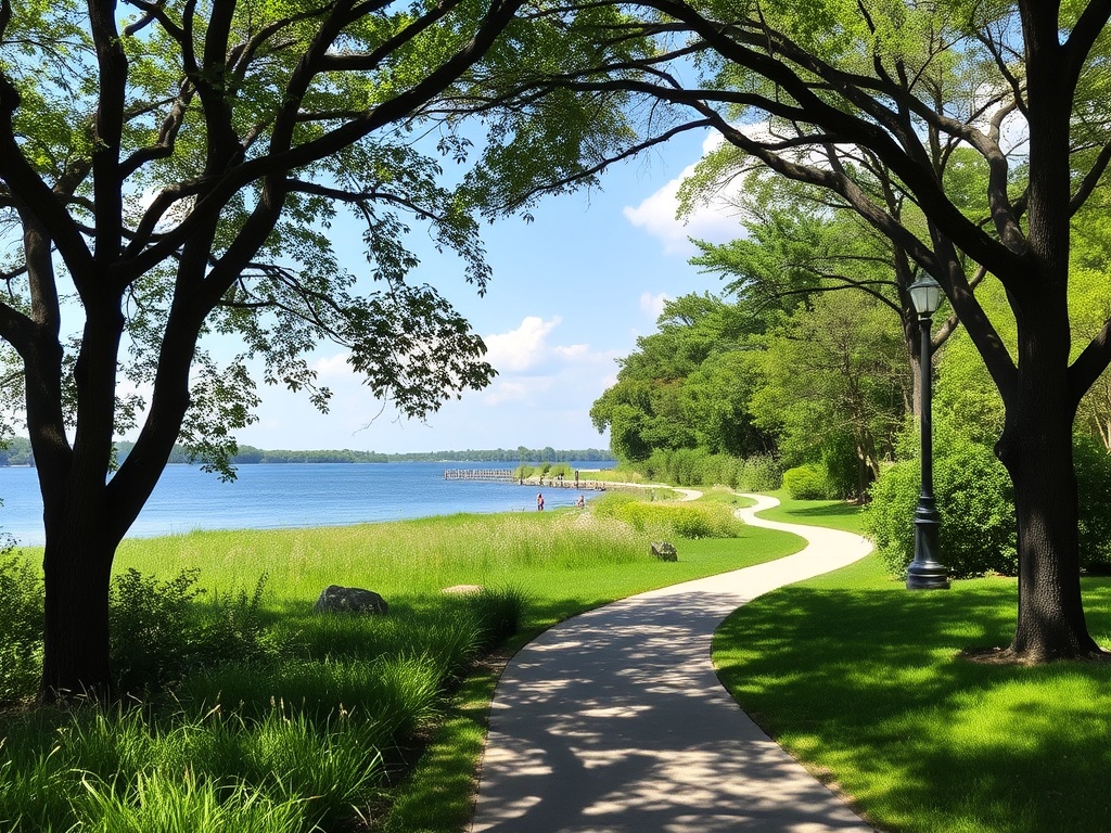 Waverly Beach Park with its scenic walking trails and lush greenery