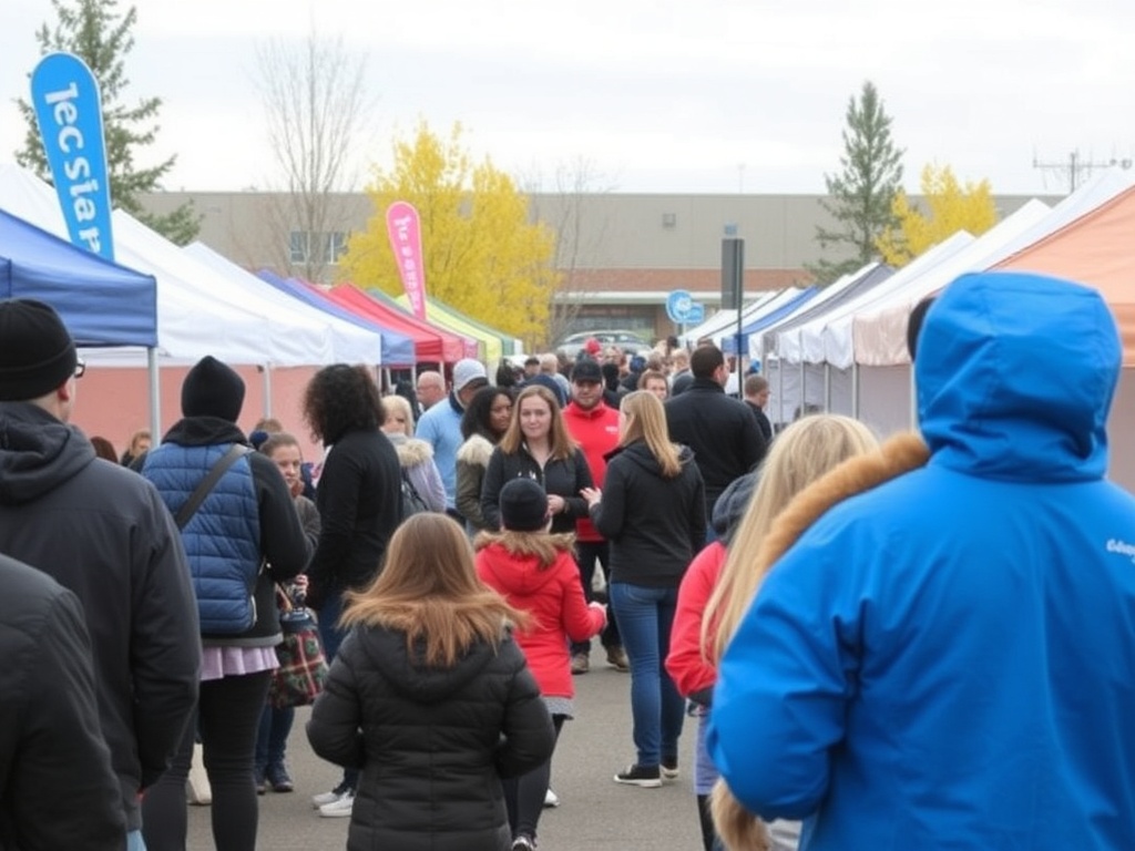 community event in Fort McMurray with small crowd and local booths