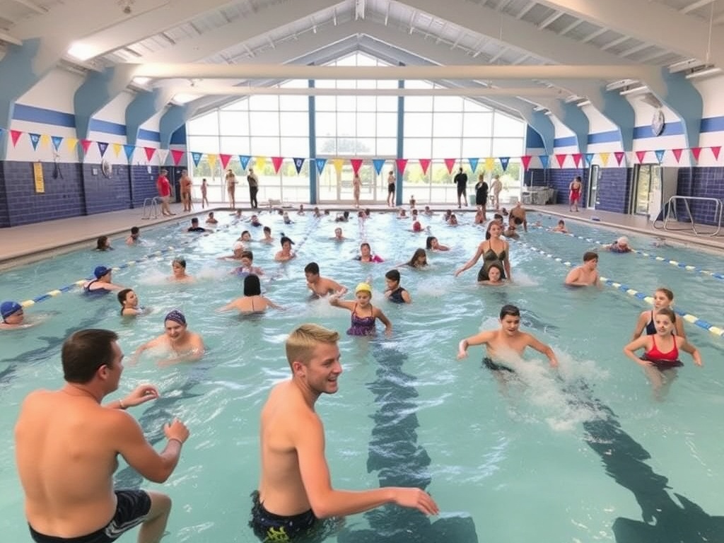 MacDonald Island Park indoor pool and recreation center busy with families and athletes