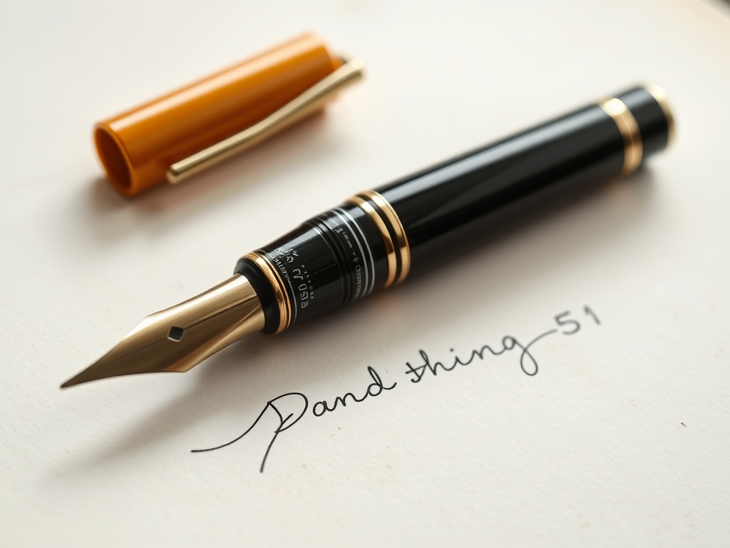 Parker 51 in hand writing on aged paper with natural light highlighting nib and ink flow