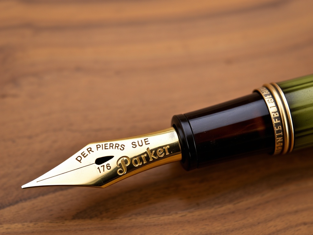 vintage Parker 51 barrel with patina alongside restored nib and ebonite feed on wooden surface