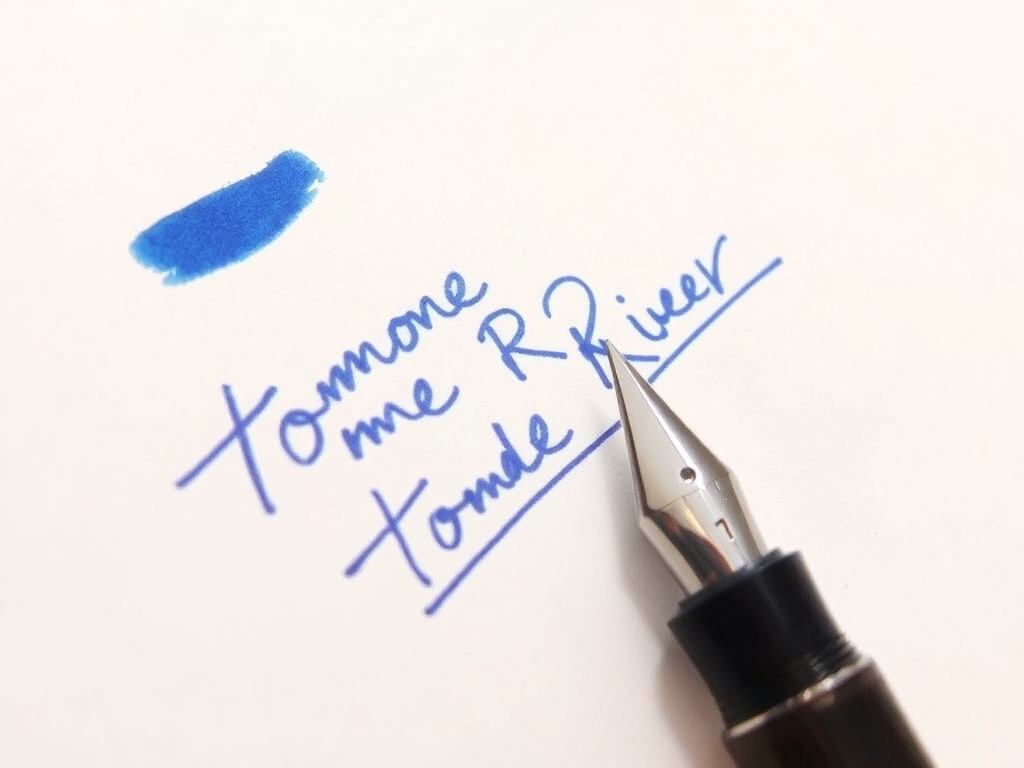 writing sample of Parker 51 on Tomoe River paper with blue-black ink and visible shading